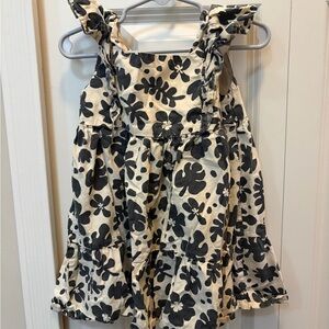 H&M Cream Dress with Black Floral Print - Girls